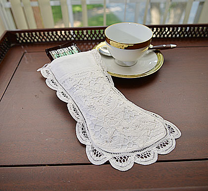 Small Battenburg Lace Stocking.All Lace Style. 4x9"
